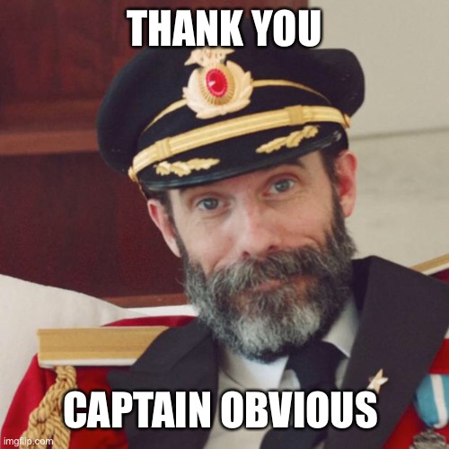 Captain Obvious | THANK YOU CAPTAIN OBVIOUS | image tagged in captain obvious | made w/ Imgflip meme maker