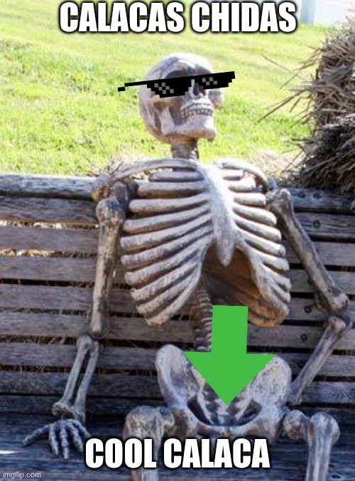 Waiting Skeleton Meme | CALACAS CHIDAS COOL CALACA | image tagged in memes,waiting skeleton | made w/ Imgflip meme maker