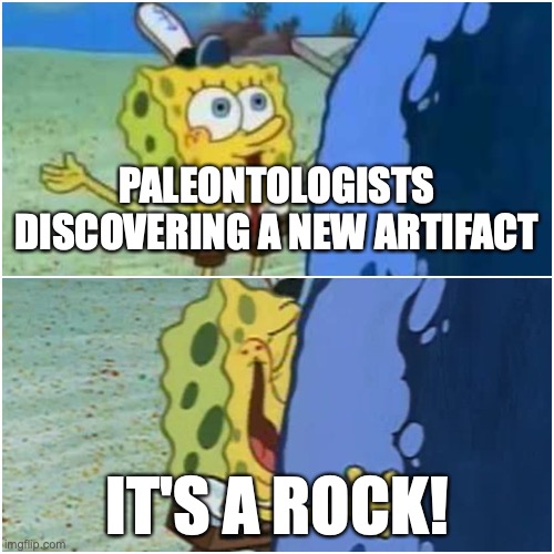 It's a Rock | PALEONTOLOGISTS DISCOVERING A NEW ARTIFACT; IT'S A ROCK! | image tagged in it's a rock | made w/ Imgflip meme maker