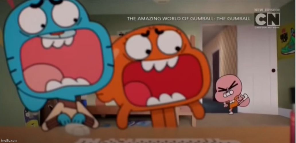 High Quality Gumball and Darwin screaming at Anais Blank Meme Template