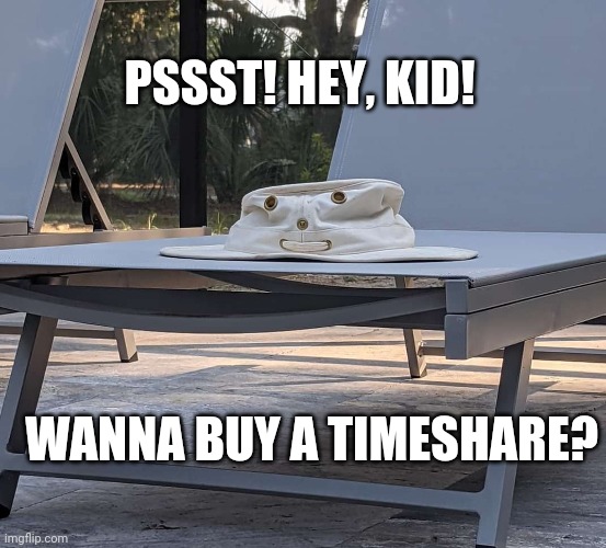 They're everywhere |  PSSST! HEY, KID! WANNA BUY A TIMESHARE? | image tagged in vacation,salesman,scammers | made w/ Imgflip meme maker