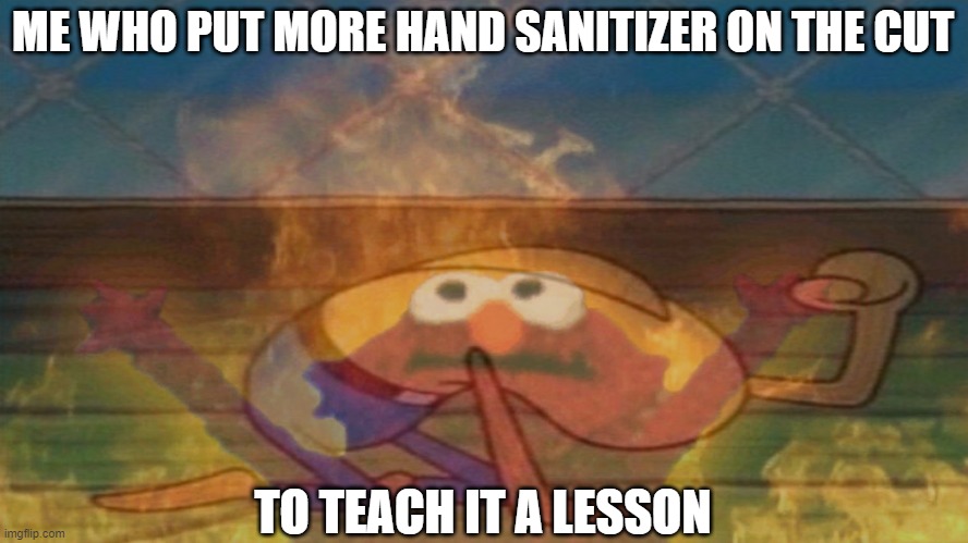 ME WHO PUT MORE HAND SANITIZER ON THE CUT TO TEACH IT A LESSON | made w/ Imgflip meme maker