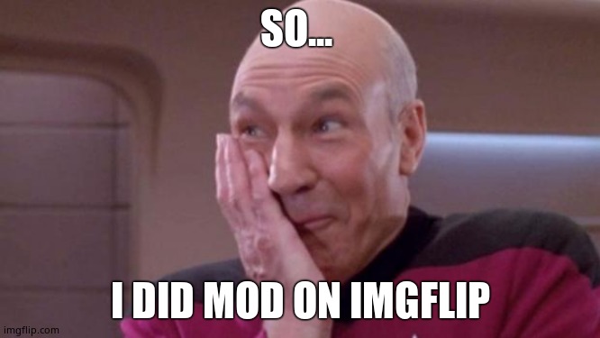 Hey wendyorwyatt i f***ed up | SO... I DID MOD ON IMGFLIP | image tagged in picard oops | made w/ Imgflip meme maker