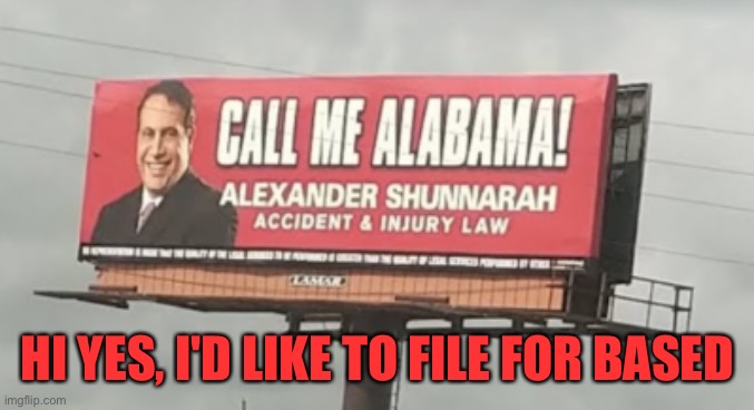 Alexander Shunnarah | HI YES, I'D LIKE TO FILE FOR BASED | image tagged in alexander shunnarah | made w/ Imgflip meme maker
