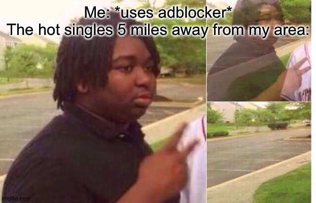 fading away | Me: *uses adblocker*
The hot singles 5 miles away from my area: | image tagged in fading away,memes,funny,funny memes | made w/ Imgflip meme maker