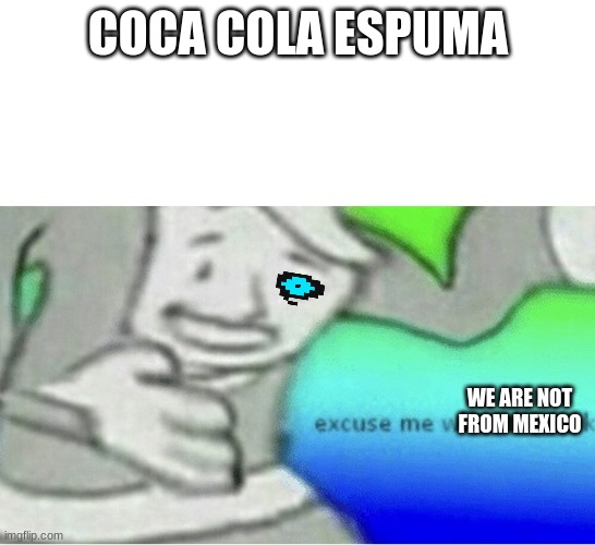 COCA COLA ESPUMA WE ARE NOT FROM MEXICO | image tagged in excuse me wtf blank template | made w/ Imgflip meme maker