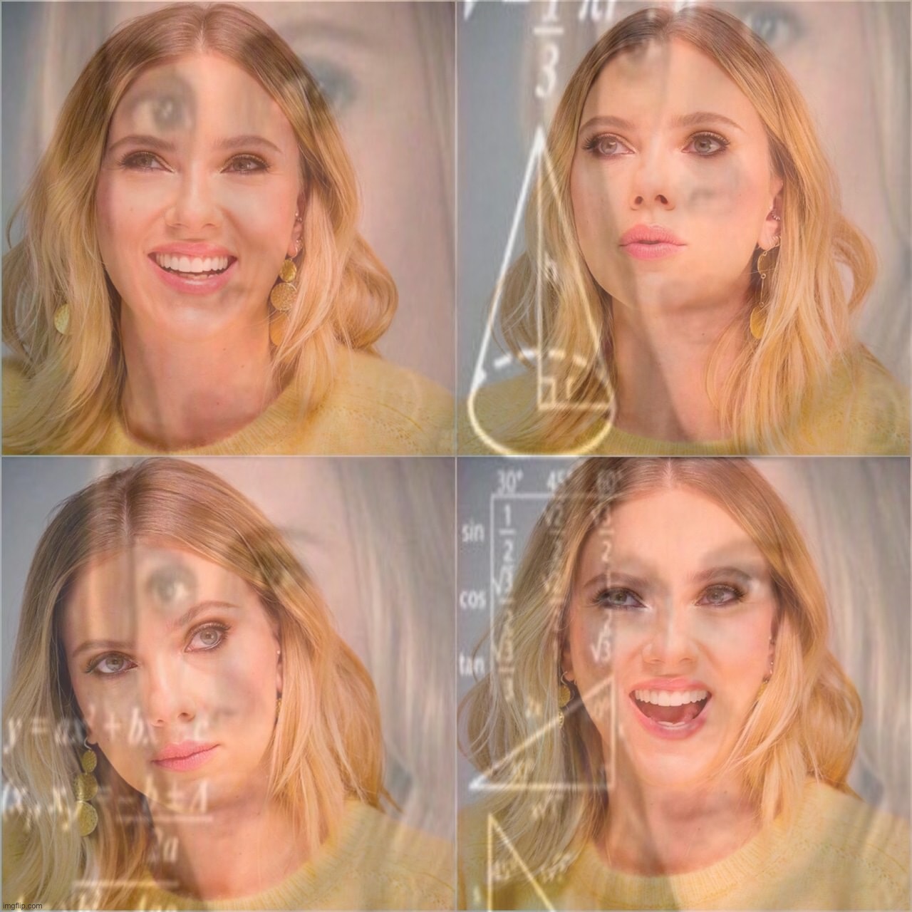 High Quality Scarlett Johansson calculating Blank Meme Template
