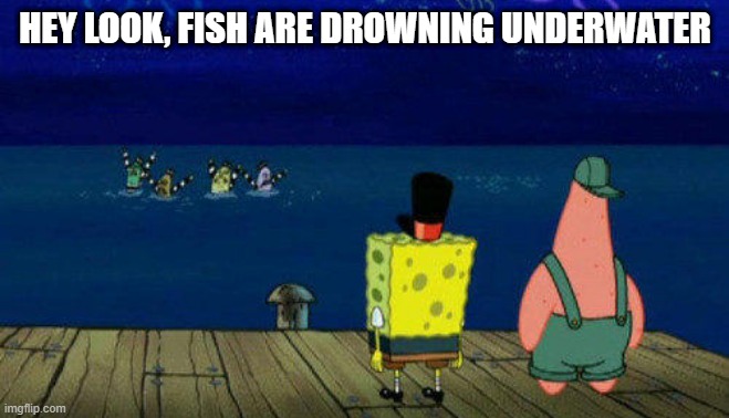 They're Underwater | HEY LOOK, FISH ARE DROWNING UNDERWATER | image tagged in classic cartoons,mocking spongebob | made w/ Imgflip meme maker