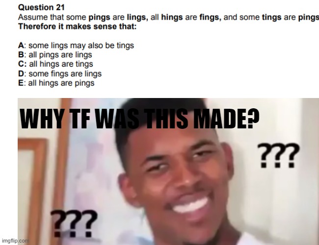 I actually found this question in an exam | WHY TF WAS THIS MADE? | image tagged in lmao,but why why would you do that,i dont know,oh wow are you actually reading these tags | made w/ Imgflip meme maker