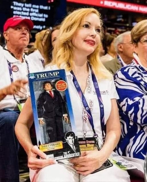 Trump supporter with doll | image tagged in trump supporter with doll | made w/ Imgflip meme maker