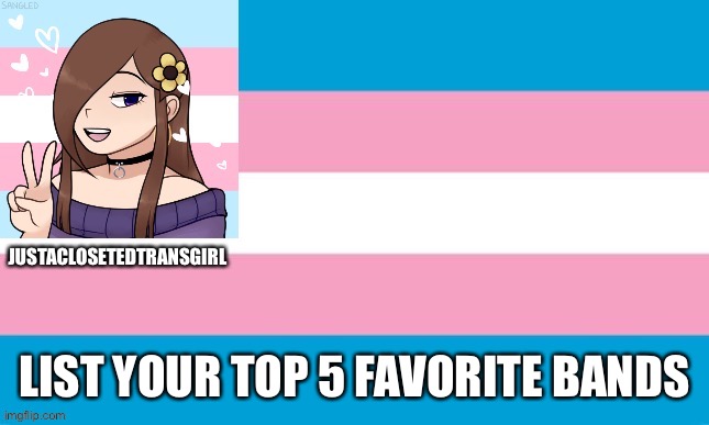 JustAClosetedTransGirl Announcement Board | LIST YOUR TOP 5 FAVORITE BANDS | image tagged in justaclosetedtransgirl announcement board | made w/ Imgflip meme maker