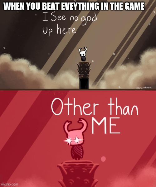 Hollow Knight | WHEN YOU BEAT EVEYTHING IN THE GAME | image tagged in hollow knight | made w/ Imgflip meme maker