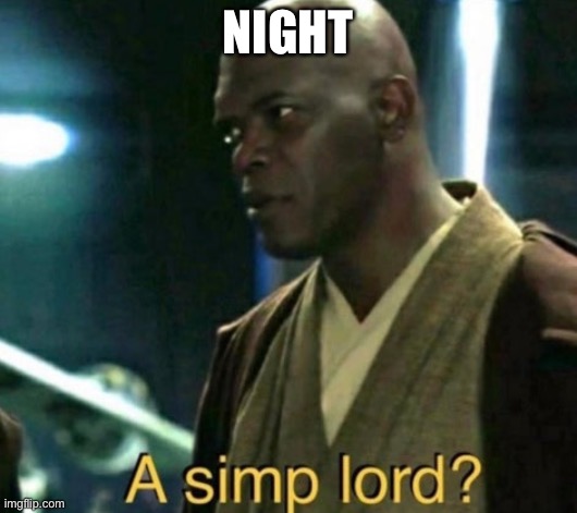 A simp lord? | NIGHT | image tagged in a simp lord | made w/ Imgflip meme maker