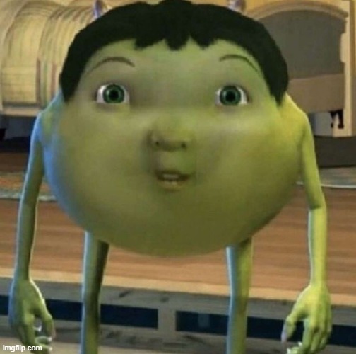 image tagged in cursed image,ice age baby,mike wasowski sully face swap | made w/ Imgflip meme maker