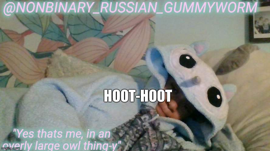 reee | HOOT-HOOT | image tagged in gummyworm's overly large owl thingy temp | made w/ Imgflip meme maker