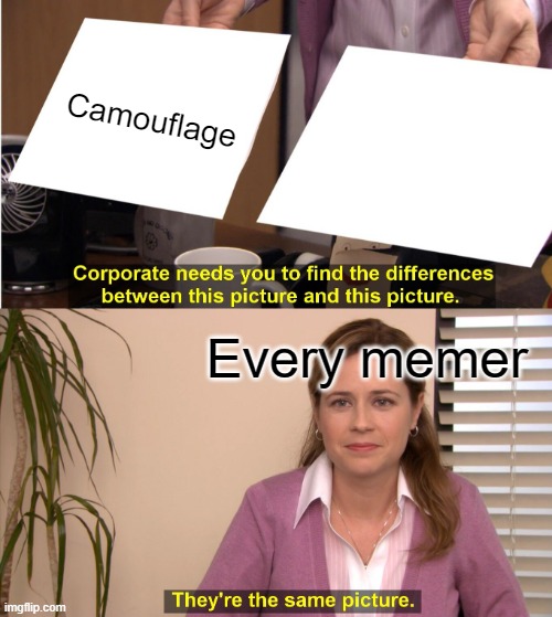 They're The Same Picture | Camouflage; Every memer | image tagged in memes,they're the same picture | made w/ Imgflip meme maker