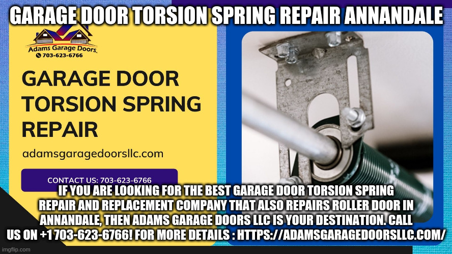 GARAGE DOOR TORSION SPRING REPAIR ANNANDALE; IF YOU ARE LOOKING FOR THE BEST GARAGE DOOR TORSION SPRING REPAIR AND REPLACEMENT COMPANY THAT ALSO REPAIRS ROLLER DOOR IN ANNANDALE, THEN ADAMS GARAGE DOORS LLC IS YOUR DESTINATION. CALL US ON +1 703-623-6766! FOR MORE DETAILS : HTTPS://ADAMSGARAGEDOORSLLC.COM/ | made w/ Imgflip meme maker