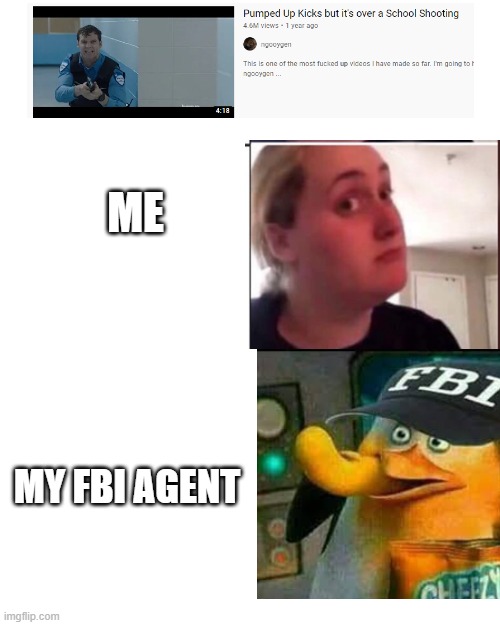 Youtube algorithm be screwed | ME; MY FBI AGENT | image tagged in memes,blank transparent square | made w/ Imgflip meme maker