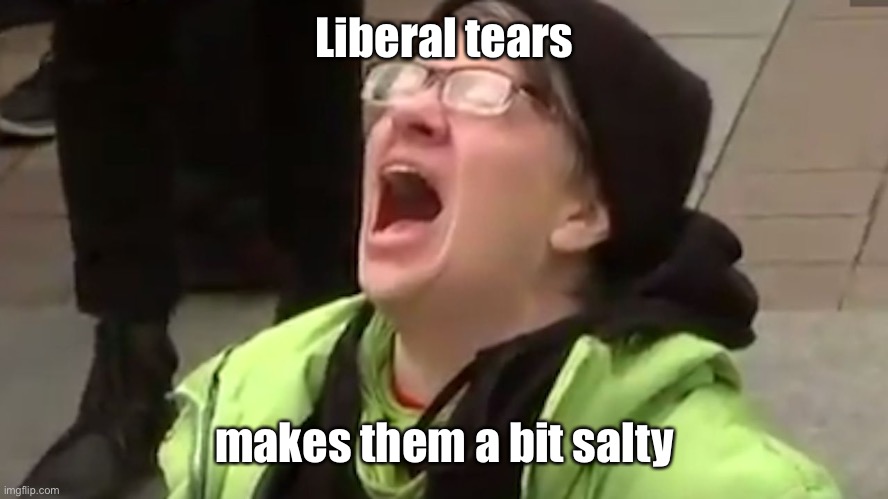 Screaming Liberal  | Liberal tears makes them a bit salty | image tagged in screaming liberal | made w/ Imgflip meme maker