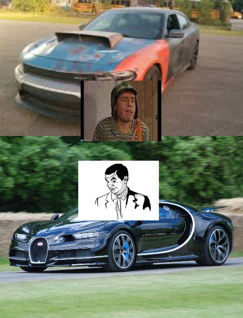 Cars don't make money | image tagged in first car meme,bugatti chiron | made w/ Imgflip meme maker