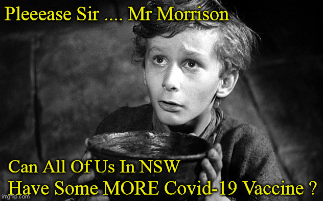 NSW Begging For Covid-19 Vaccine | Pleeease Sir .... Mr Morrison; Can All Of Us In NSW; Have Some MORE Covid-19 Vaccine ? | image tagged in nswbeggers | made w/ Imgflip meme maker