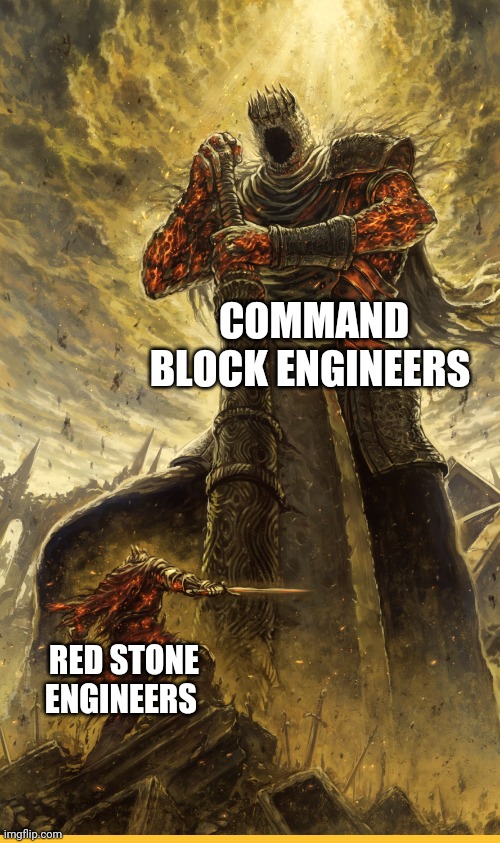 Fantasy Painting |  COMMAND BLOCK ENGINEERS; RED STONE ENGINEERS | image tagged in fantasy painting | made w/ Imgflip meme maker
