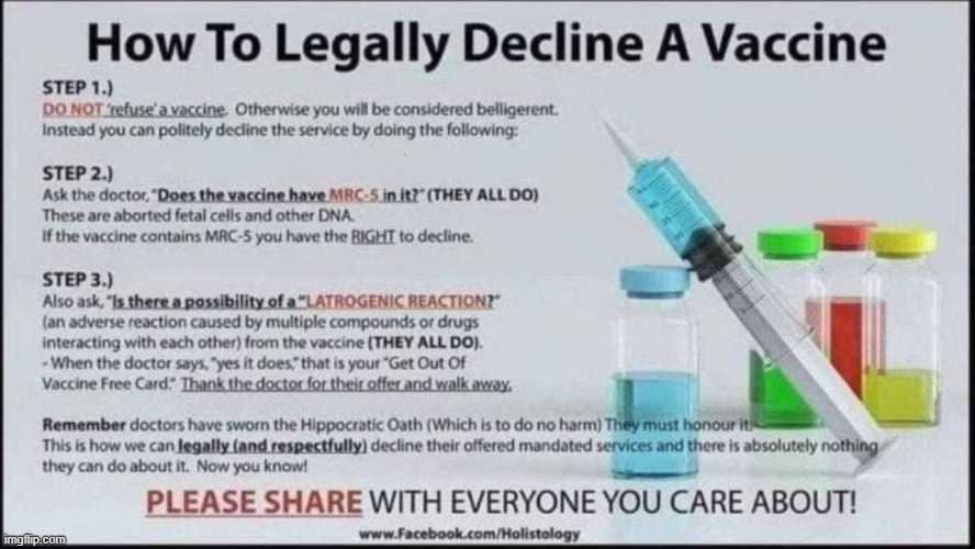 How to Decline | image tagged in vaccines | made w/ Imgflip meme maker