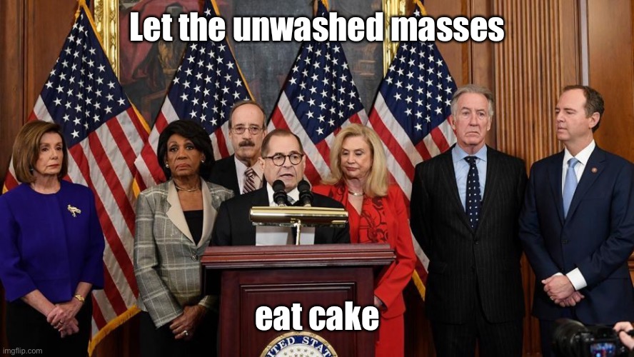 House Democrats | Let the unwashed masses eat cake | image tagged in house democrats | made w/ Imgflip meme maker