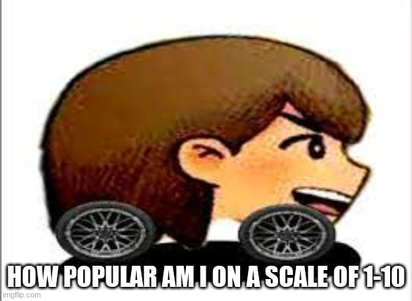 HOW POPULAR AM I ON A SCALE OF 1-10 | image tagged in kel car | made w/ Imgflip meme maker