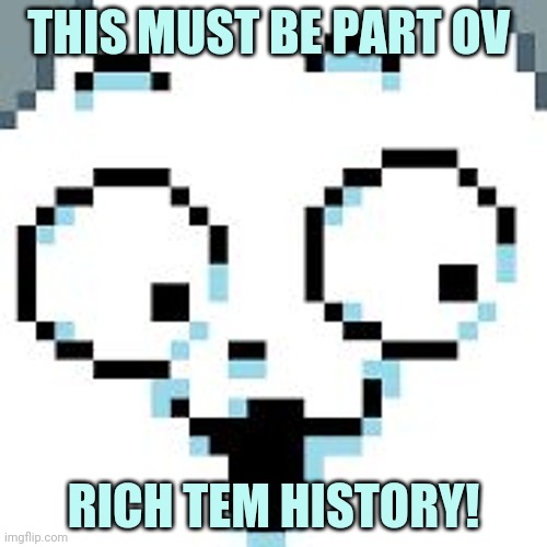 tEMMIE  | THIS MUST BE PART OV RICH TEM HISTORY! | image tagged in temmie | made w/ Imgflip meme maker