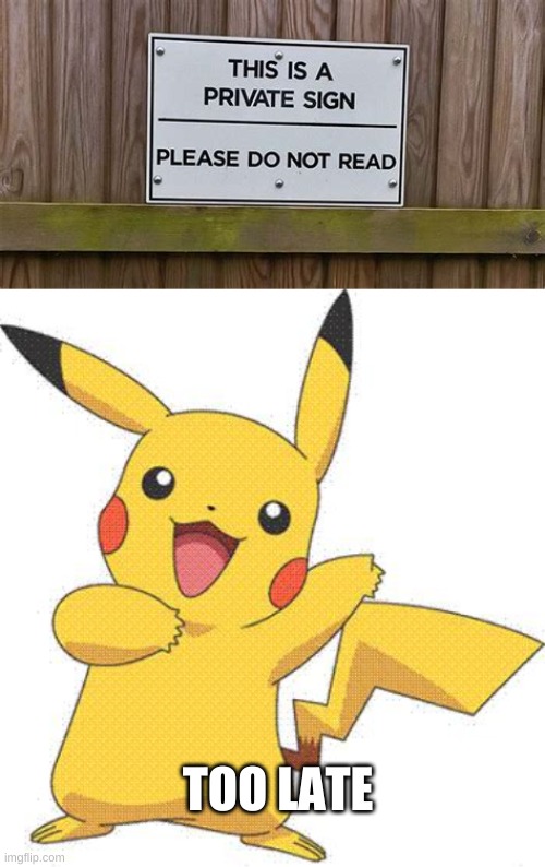 too late |  TOO LATE | image tagged in pokemon,late,too,sign,lol,funny | made w/ Imgflip meme maker