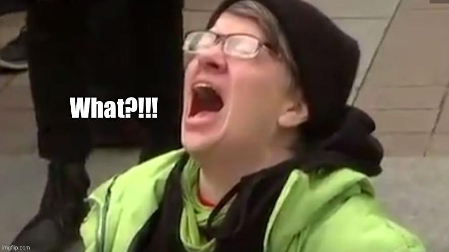 Screaming Liberal  | What?!!! | image tagged in screaming liberal | made w/ Imgflip meme maker