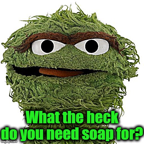 Oscar The Grouch | What the heck do you need soap for? | image tagged in oscar the grouch | made w/ Imgflip meme maker