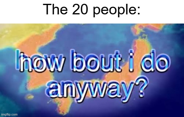 How bout i do anyway | The 20 people: | image tagged in how bout i do anyway | made w/ Imgflip meme maker