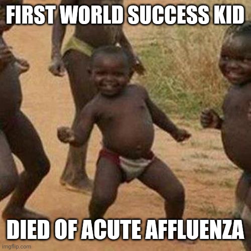 I mean they danced for only a moment. | FIRST WORLD SUCCESS KID; DIED OF ACUTE AFFLUENZA | image tagged in memes,third world success kid | made w/ Imgflip meme maker
