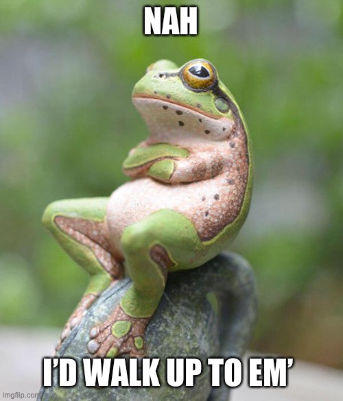 nah frog | NAH I’D WALK UP TO EM’ | image tagged in nah frog | made w/ Imgflip meme maker