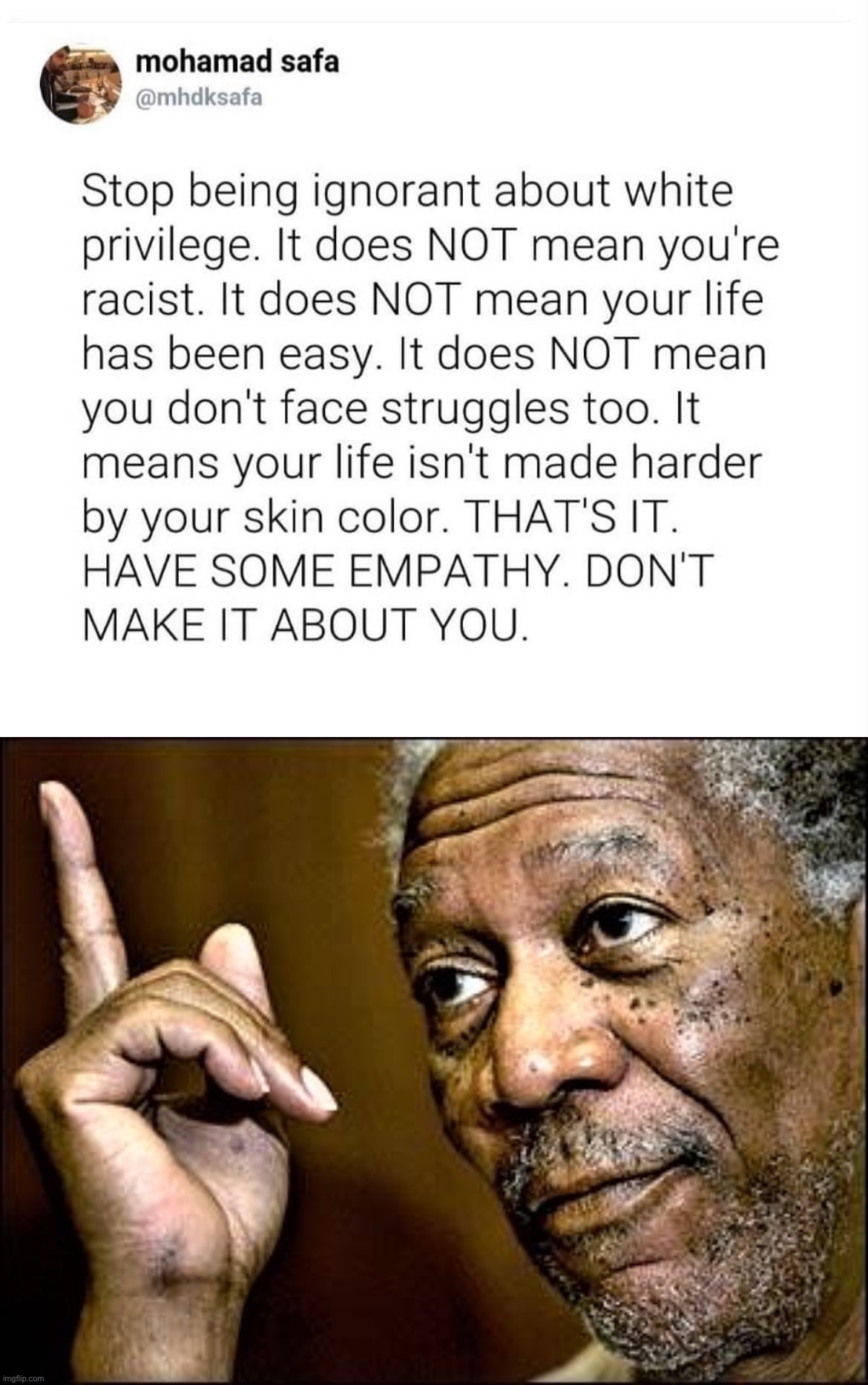 White privilege doesn’t mean what the Alt-Right tries to strawman it into meaning. | image tagged in white privilege explained,morgan freeman this hq | made w/ Imgflip meme maker