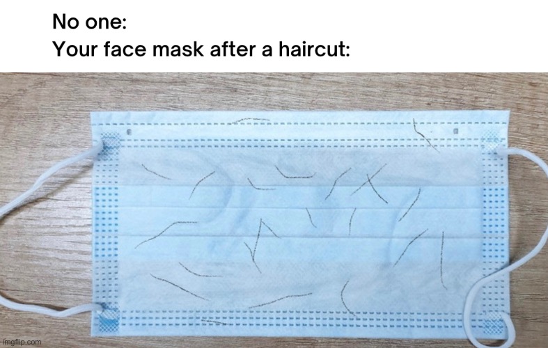 why does this always happen | image tagged in hair,face mask,mask,ugh,memes,fun | made w/ Imgflip meme maker