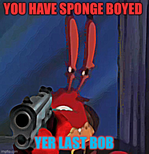 Deez | YOU HAVE SPONGE BOYED; YER LAST BOB | image tagged in deez | made w/ Imgflip meme maker