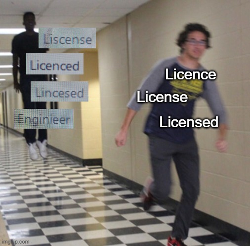 Lisczenze | Licence; License; Licensed | image tagged in running away in hallway,aircraft maintenance,aircraft | made w/ Imgflip meme maker