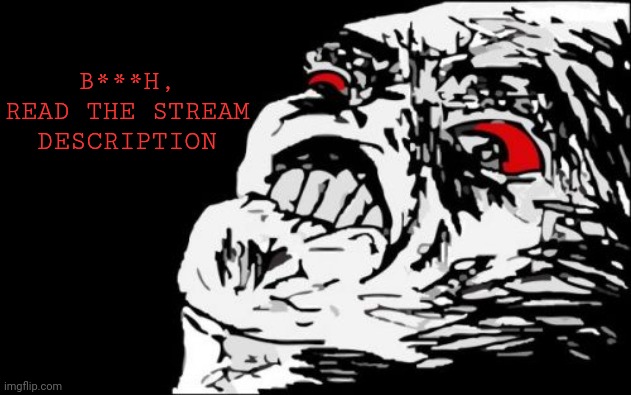 Mega Rage Face Meme | B***H, READ THE STREAM DESCRIPTION | image tagged in memes,mega rage face | made w/ Imgflip meme maker