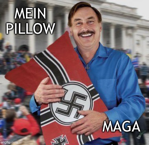 Mein Pillow Clown | MEIN PILLOW; MAGA | image tagged in nazis,my pillow,trump,fascist | made w/ Imgflip meme maker