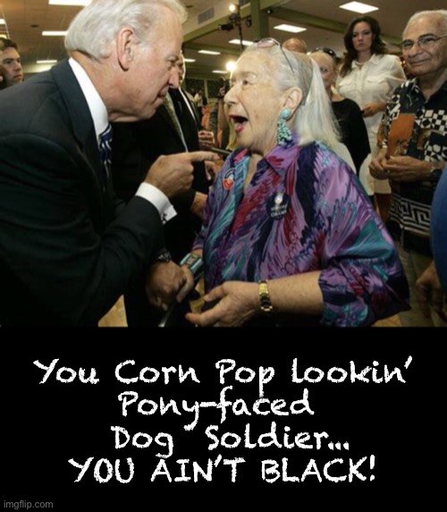 This guy has ANGER Issues - Mr Short Fuse | You Corn Pop lookin’
Pony-faced 
 Dog  Soldier...
YOU AIN’T BLACK! | image tagged in biden hates america,puppet on a string,dems are marxists,they can all kma,anything off script and biden gets mean,angry old fart | made w/ Imgflip meme maker