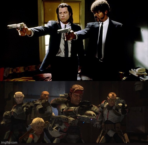 Who would win | image tagged in pulp fiction,school shooting,the bad batch | made w/ Imgflip meme maker
