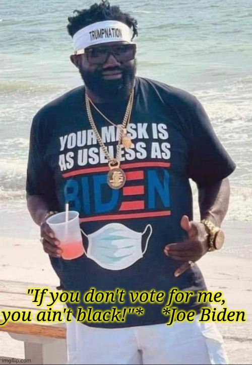 "If you don't vote for me, you ain't black!"*    *Joe Biden | image tagged in liberal hypocrisy,triggered liberal,libtards,democrat,arrogance | made w/ Imgflip meme maker