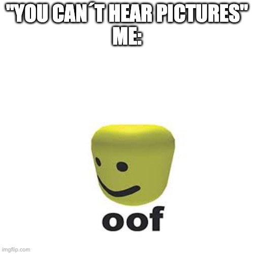 "YOU CAN´T HEAR PICTURES"




ME: | image tagged in roblox,roblox noob,roblox meme,memes | made w/ Imgflip meme maker