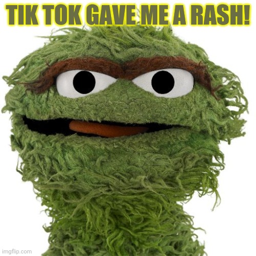 Oscar The Grouch | TIK TOK GAVE ME A RASH! | image tagged in oscar the grouch | made w/ Imgflip meme maker