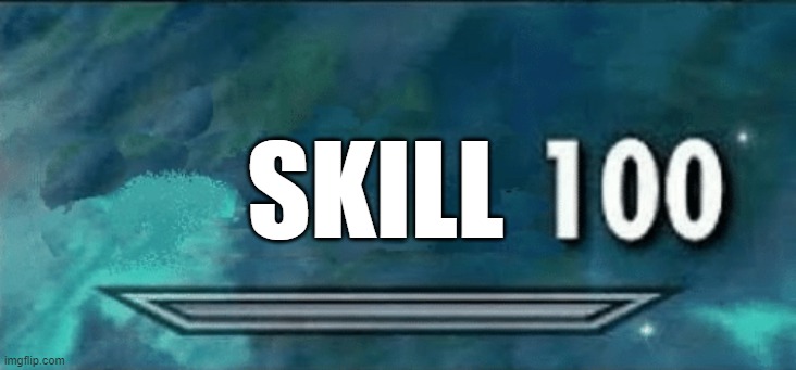 Skyrim skill meme | SKILL | image tagged in skyrim skill meme | made w/ Imgflip meme maker