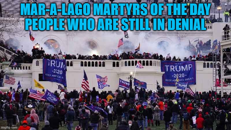 Their minds are made up, don't confuse them with facts. | MAR-A-LAGO MARTYRS OF THE DAY
PEOPLE WHO ARE STILL IN DENIAL | image tagged in politics | made w/ Imgflip meme maker