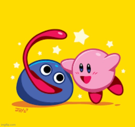 Kirby and Gooey | image tagged in blank white template | made w/ Imgflip meme maker